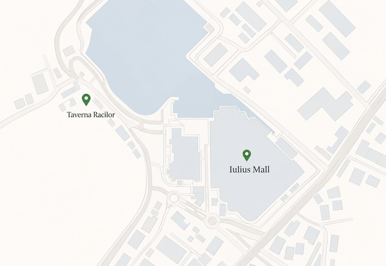 Harta cu Taverna Racilor și Iulius Mall din Cluj